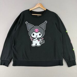 Sanrio Kuromi Bioworld Sweatshirt Women M Black Graphic Fleece Pullover Skull
